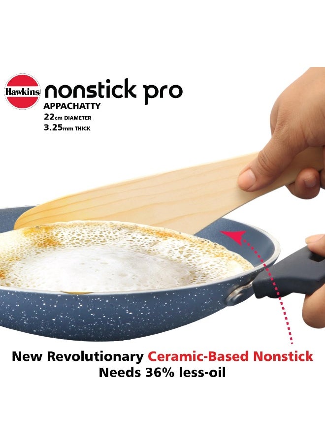 Hawkins HAWKINS Nonstick Pro 0.9 Litre Appachatty, Mini Kadhai, Appachatti, Appachetty, Appam Pot Maker, Deep Fry Pan with Glass Lid, Granite Kadai  - Image 3