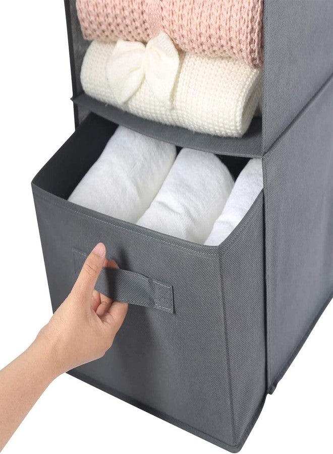 MAX Houser Hanging Shelf Closet Storage Organizer Removable Drawers ，Hanging Storage Organizer Hanging Sweater 2 Sock Underwear Drawers for Closet, Bedroom, Dark Grey - Image 3