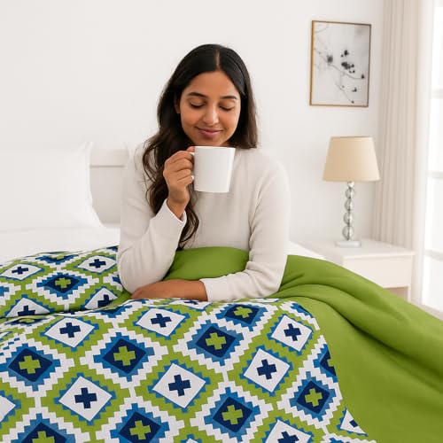 Swayam Single Bed AC Comforter 150 GSM – Lightweight Green Comforter Blanket for Mild Winters | Soft Microfiber Quilt | 225 x 150 Cm | Health Layer Technology Prevents Fibre Leakage - Image 2