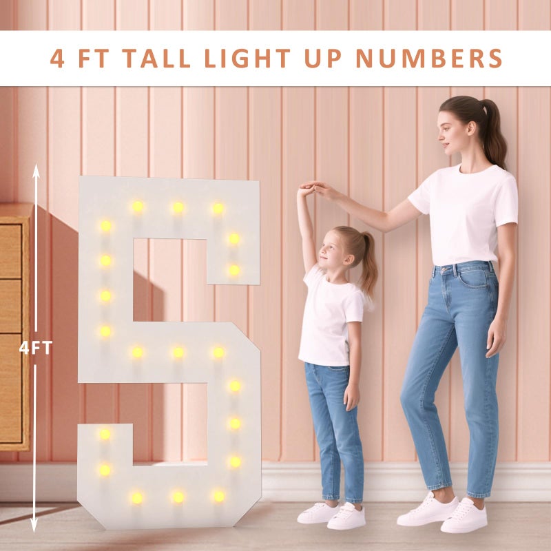 LOBOOM 4FT Light Up Numbers, Marquee Numbers 4 Feet Tall Giant Number 40 Mosaic Big Number Sign for 40th Birthday Party Backdrop Anniversary Decorations, Pre-Cut Large Frame 40 - Image 2