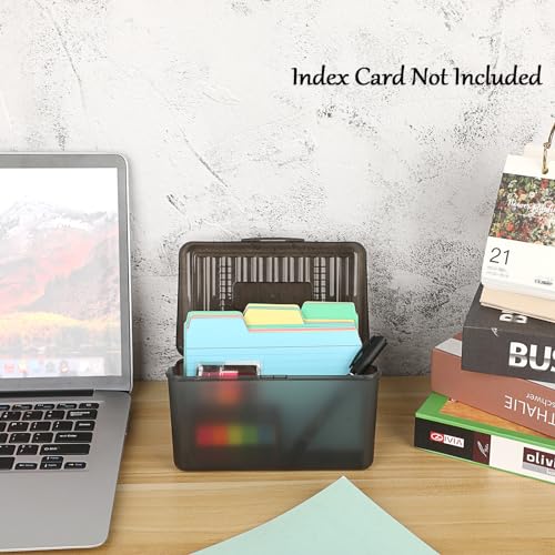 BTSKY 1 Pack 4 x 6 inch Index Card BoxIndex Card Holder Notecard Box Recipe Card Box Plastic Storage Organizer for Filling Index CardsNote cards Flashcards Recipes and etcGrey - Image 3