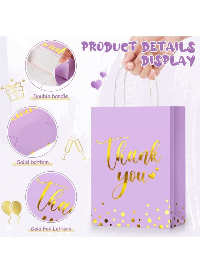 Tinlade 12 Pcs Thank You Gift Bags with Tissue Paper Gold Polka Dots Thank You Bags with Handle Party Favor for Wedding Birthday Baby Shower Business Shopping(Light Purple) - Image 5