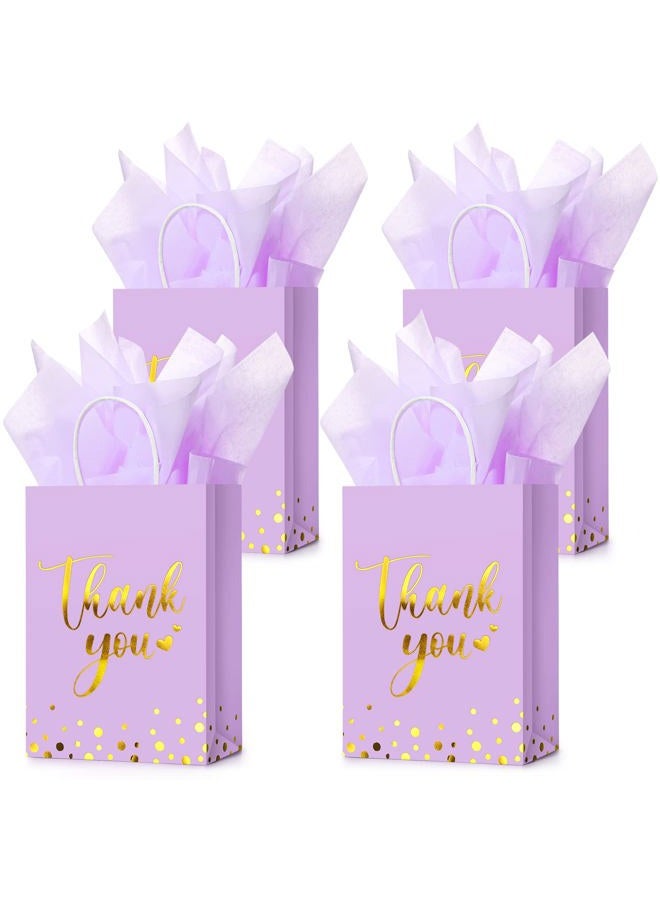 Tinlade 12 Pcs Thank You Gift Bags with Tissue Paper Gold Polka Dots Thank You Bags with Handle Party Favor for Wedding Birthday Baby Shower Business Shopping(Light Purple) - Image 1