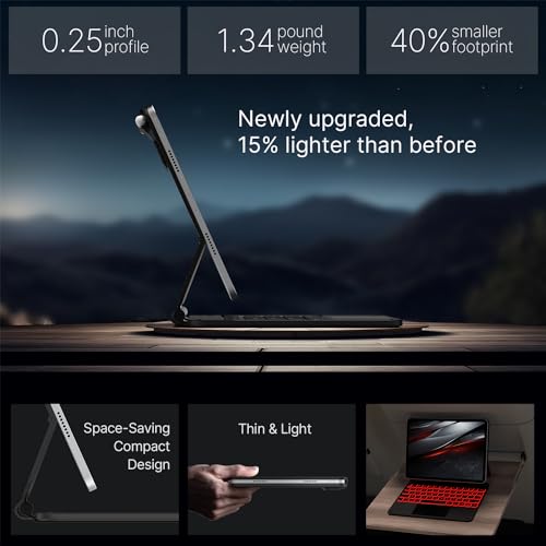 typecase Edge Keyboard Case for iPad Pro 11-inch (M5/M4, 2025/2024), Easy-Set Floating Magnetic Stand, Magic-Style Keyboard with 11 Colors Backlight, Multi-Touch Trackpad, Pencil Holder, Carbon Fiber - Image 5
