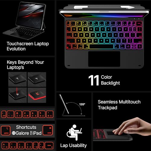 typecase Edge Keyboard Case for iPad Pro 11-inch (M5/M4, 2025/2024), Easy-Set Floating Magnetic Stand, Magic-Style Keyboard with 11 Colors Backlight, Multi-Touch Trackpad, Pencil Holder, Carbon Fiber - Image 3