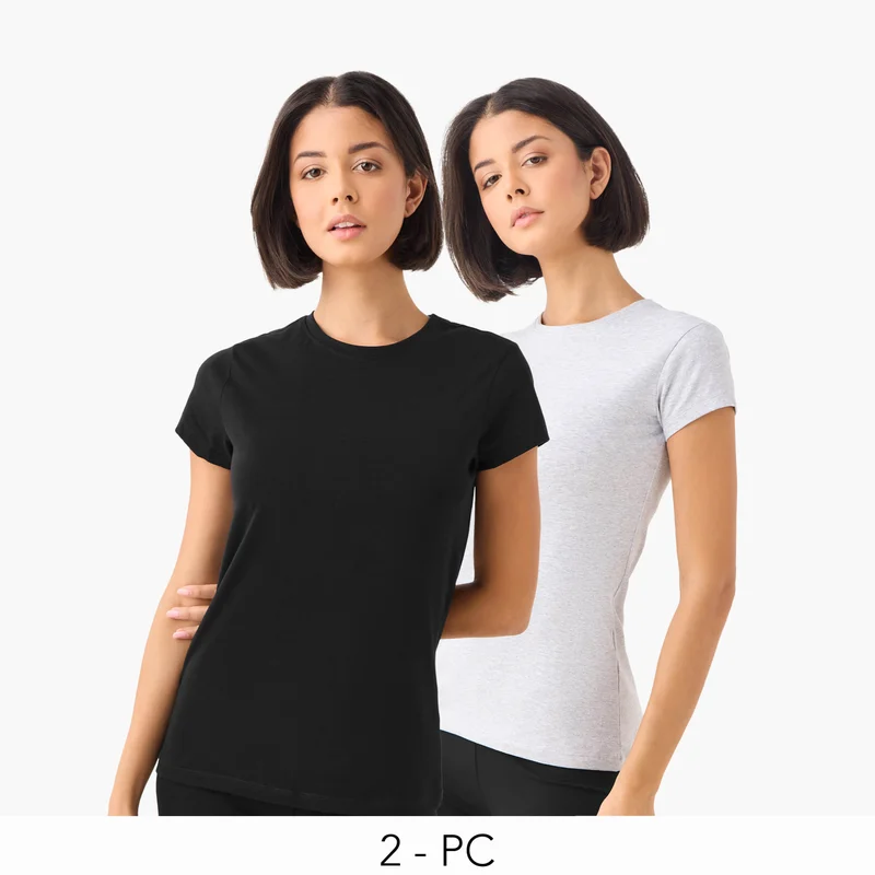 سبلاش فيڤ Set of 2 - Crew Neck T-shirt with Cap Sleeves