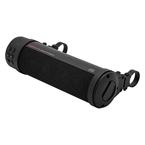 Kuryakyn 2720 MTX Road Thunder Weather Resistant Motorcycle Sound Bar Plus: 300 Watt Handlebar Mounted Audio Speakers with Bluetooth, USB Power Charger, Satin Black - Image 1