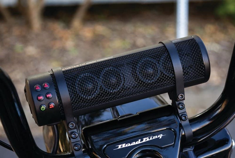 Kuryakyn 2720 MTX Road Thunder Weather Resistant Motorcycle Sound Bar Plus: 300 Watt Handlebar Mounted Audio Speakers with Bluetooth, USB Power Charger, Satin Black - Image 4