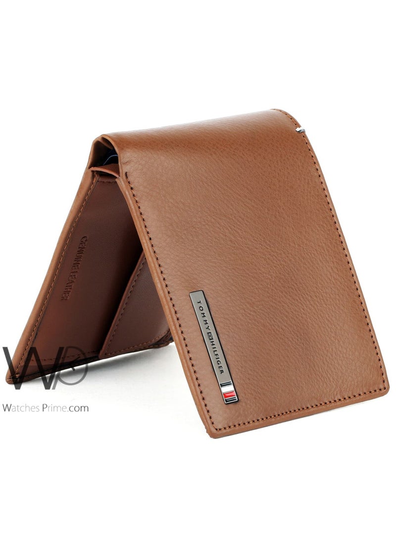 Tommy Hilfiger Denim Tommy Hilfiger Men's Genuine Leather Wallet - Brown - Metal Logo - Image 4