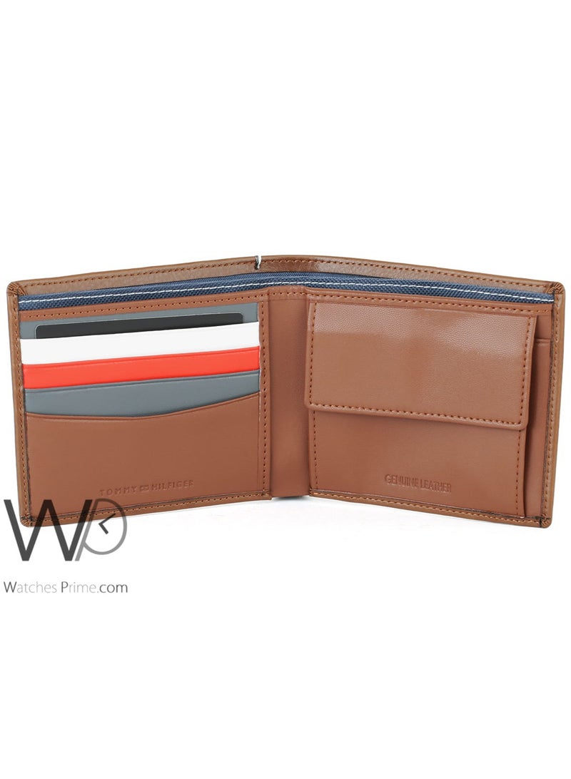 Tommy Hilfiger Denim Tommy Hilfiger Men's Genuine Leather Wallet - Brown - Metal Logo - Image 3