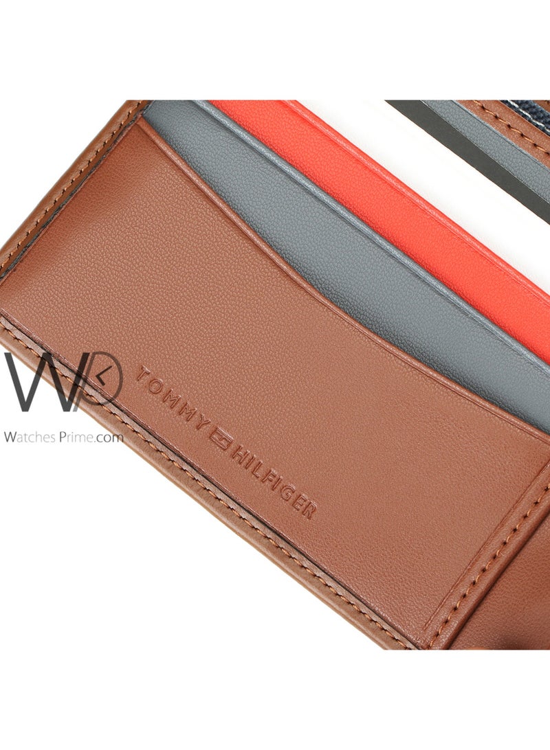 Tommy Hilfiger Denim Tommy Hilfiger Men's Genuine Leather Wallet - Brown - Metal Logo - Image 5