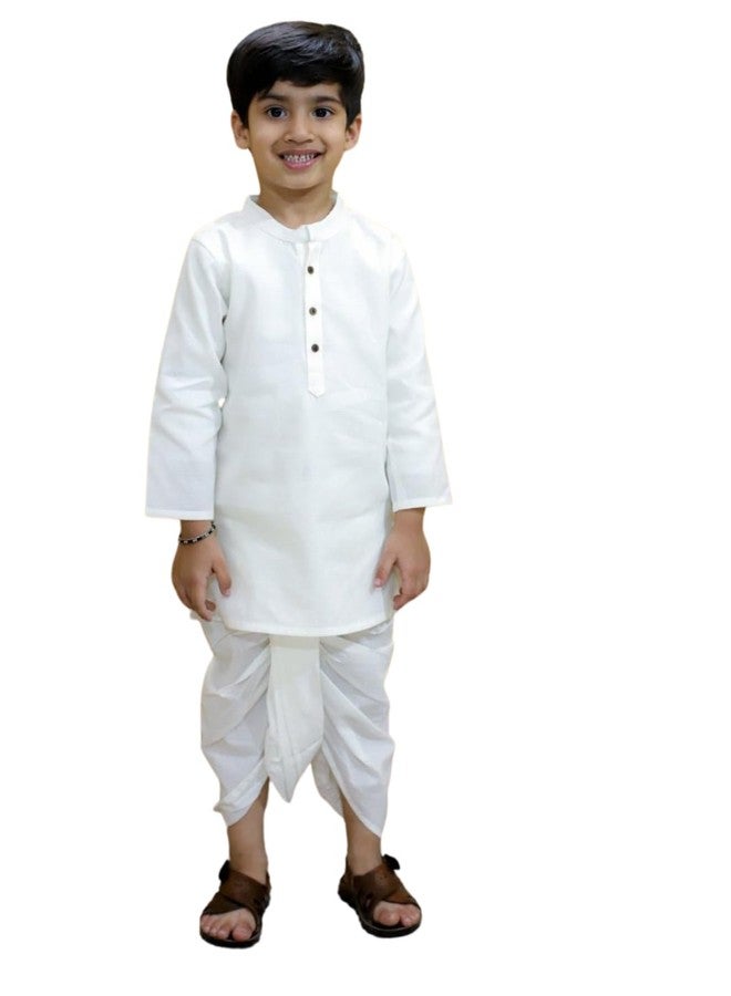 The Mom Store مجموعة كورتا دوتي للأولاد من متجر الأم | قطن | مريح | ملابس تقليدية | مظهر احتفالي | أبيض فاتح | 1-2 سنوات - Image 1