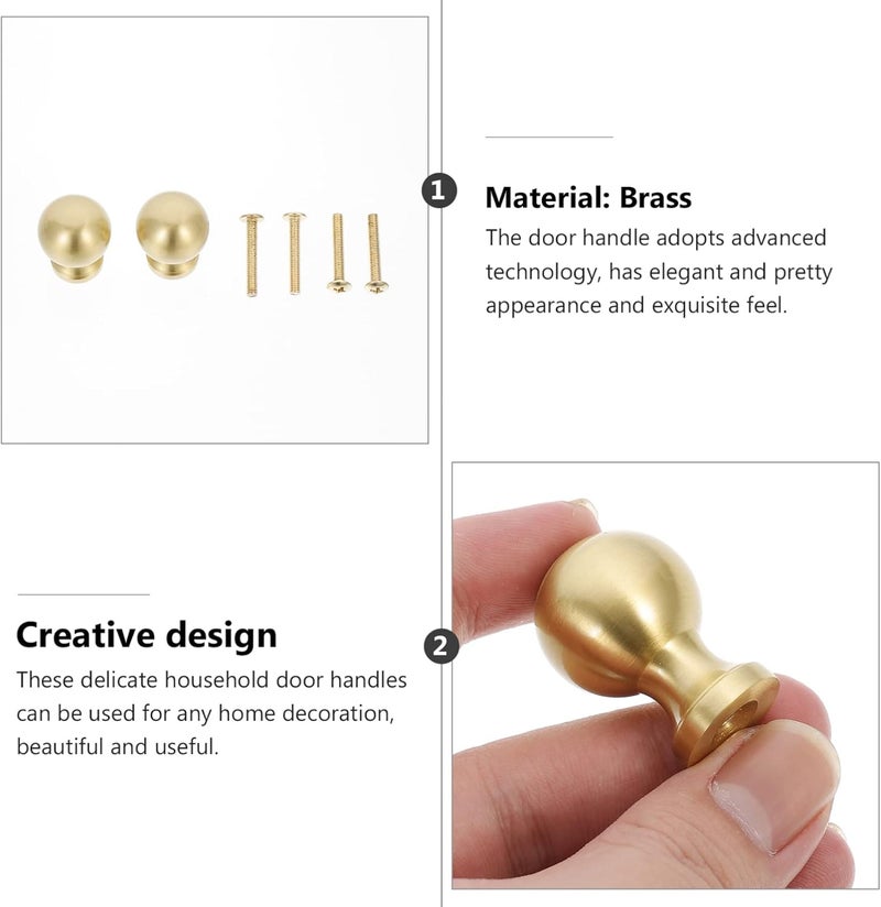 klarako 2pcs Drawer Handle Knobs for Wardrobe Vintage Knobs Handle Knobs Single Hole Knobs Dresser Drawer knobs Brass knob Brass pulls Golden Round Dresser Knobs Cupboard New Chinese Style - Image 5
