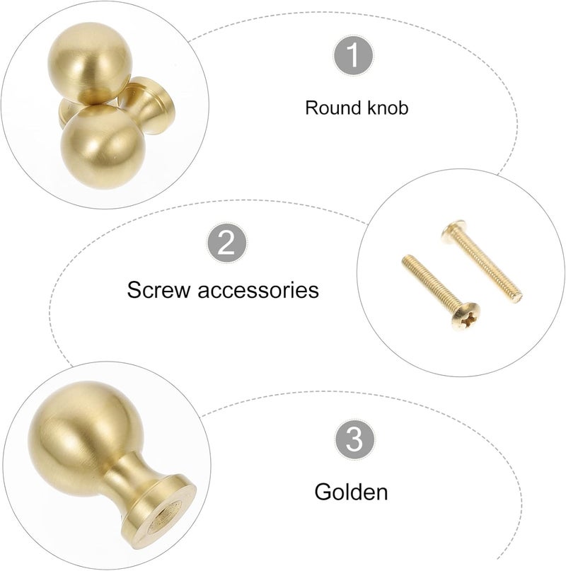 klarako 2pcs Drawer Handle Knobs for Wardrobe Vintage Knobs Handle Knobs Single Hole Knobs Dresser Drawer knobs Brass knob Brass pulls Golden Round Dresser Knobs Cupboard New Chinese Style - Image 3