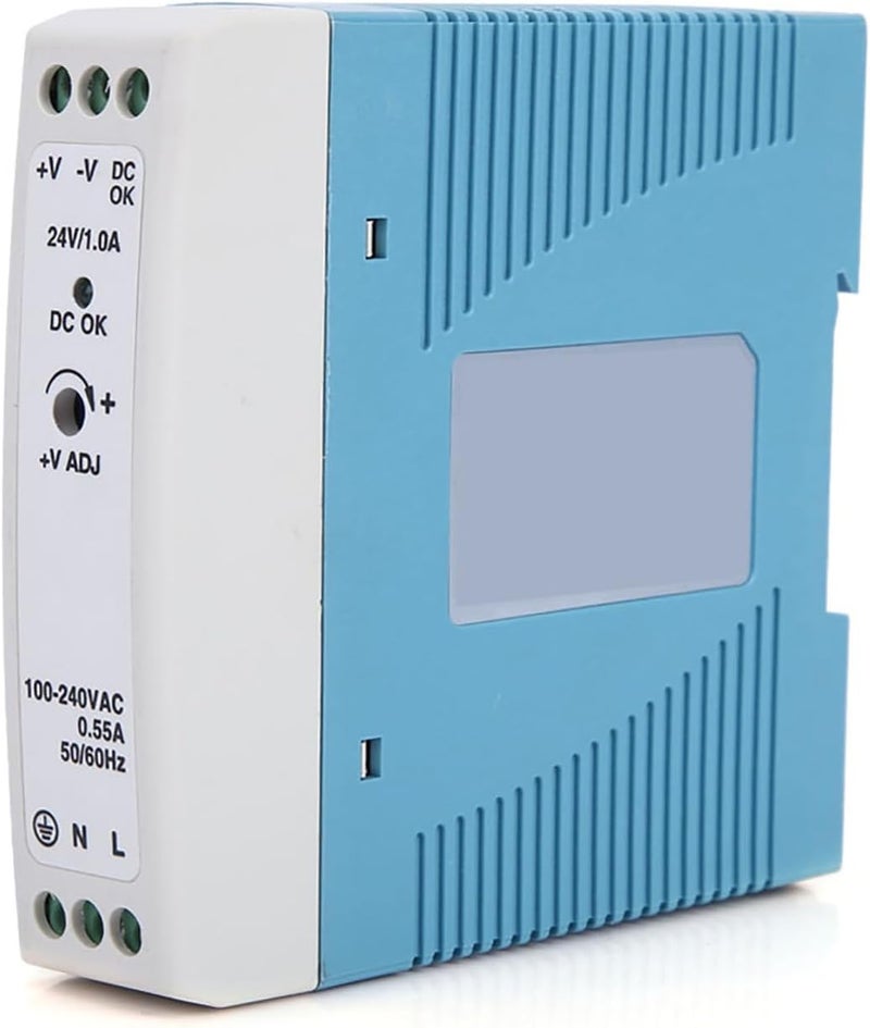 مصدر طاقة على قضيب دين (Din Rail) MDR 20-24، جهد 24 فولت، تيار 1 أمبير، قدرة 24 واط، تردد 85-264 فولت متردد/مستمر، للتطبيقات الصناعية في إضاءة LED والأتمتة - Image 1