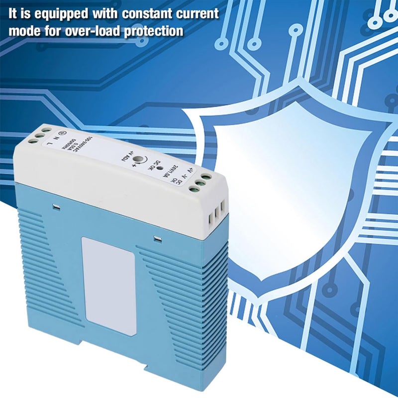 مصدر طاقة على قضيب دين (Din Rail) MDR 20-24، جهد 24 فولت، تيار 1 أمبير، قدرة 24 واط، تردد 85-264 فولت متردد/مستمر، للتطبيقات الصناعية في إضاءة LED والأتمتة - Image 2
