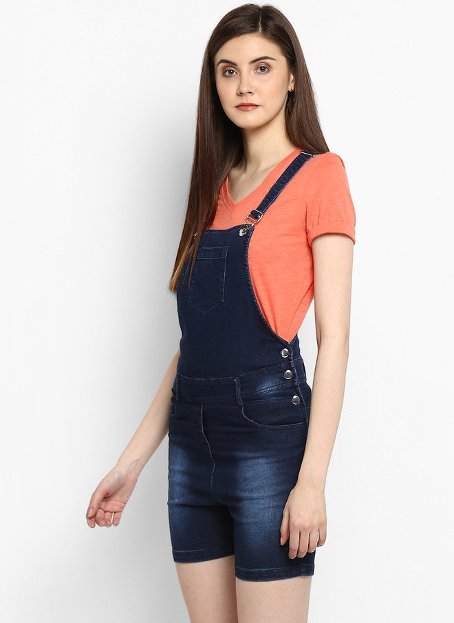 StyleStone Women's Blue Stretchable Slim Fit Denim Dungarees - Image 3