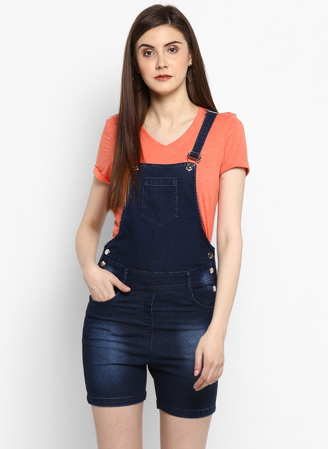 StyleStone Women's Blue Stretchable Slim Fit Denim Dungarees - Image 1