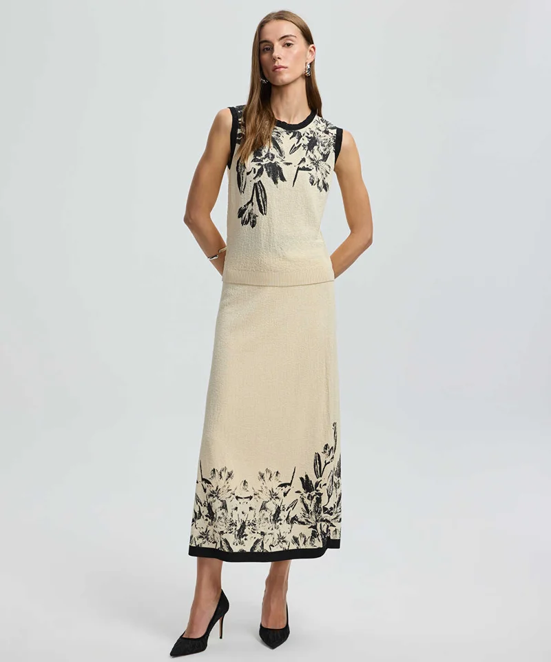 Floral Knit Midi Skirt