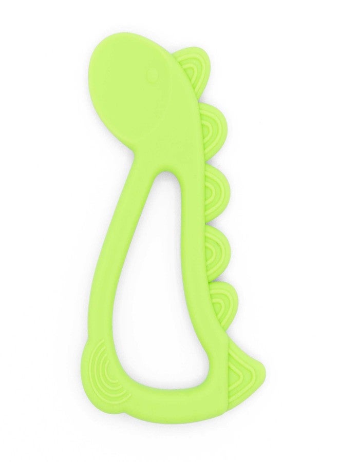 321 Grow Easy Learn Dino Spoon – Baby’s First Self-Feeding Spoon – 2-Sided Silicone Training Utensil for Coordination Development– Easy to Hold – Textured for Purees – 4+ months (Honeydew) - Image 1