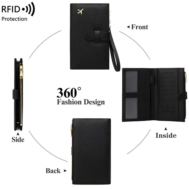 New RFID Anti-magnetic Passbook Bag Zipper Hasp ID Bag Passbook Holder Multifunctional Long Women''s Wallet - Image 5