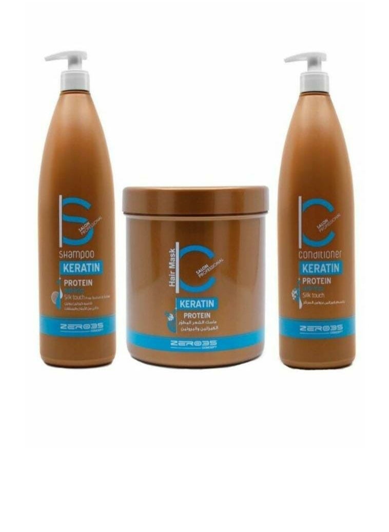 zero35 Keratin and Protein Hair Care Set, Consisting Of Shampoo, Conditioner And Hair Mask 