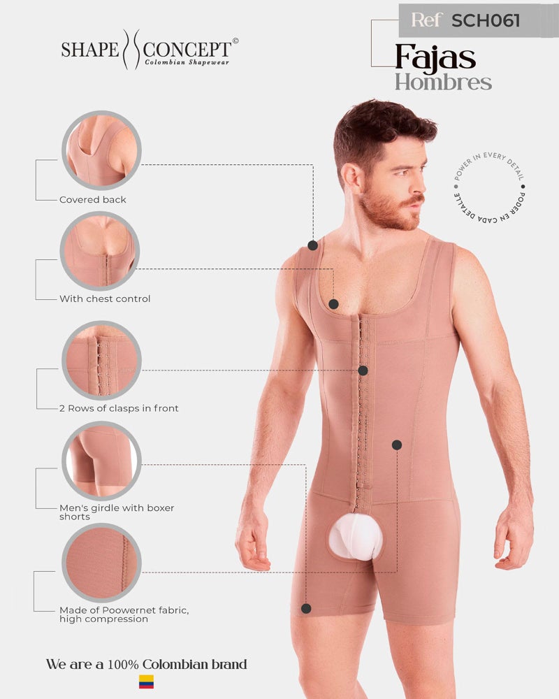 SHAPE CONCEPT Mens Shapewear 361 Faja Colombiana para Hombre, Male Girdle Stomach Compression With Hooks and Control Abdobmen - Image 5