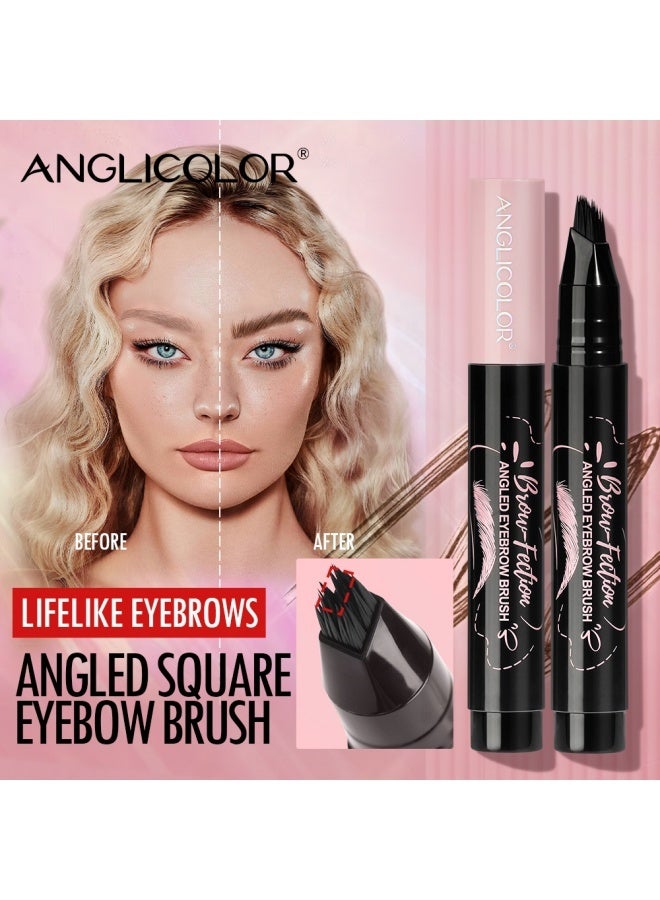 انجلي كولور قلم حواجب أنجليكولور النسائي، قلم حواجب دقيق النحت، قلم حواجب بزاوية مربعة، سهل الاستخدام، مقاوم للماء والتلطخ، شكل حواجب طبيعي وواقعي، يحدد كل شعرة على حدة (#01 بني) - Image 4