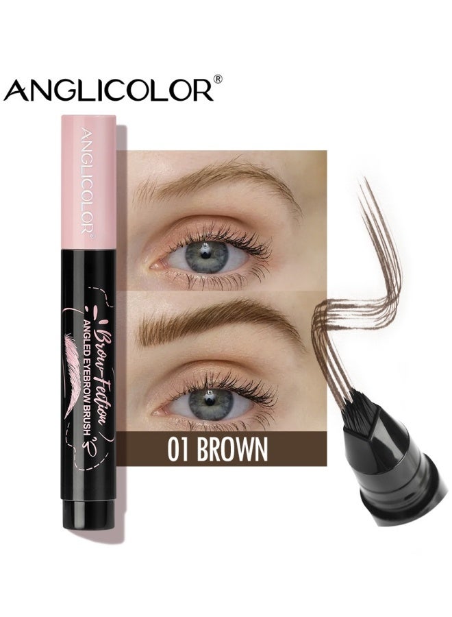 انجلي كولور قلم حواجب أنجليكولور النسائي، قلم حواجب دقيق النحت، قلم حواجب بزاوية مربعة، سهل الاستخدام، مقاوم للماء والتلطخ، شكل حواجب طبيعي وواقعي، يحدد كل شعرة على حدة (#01 بني) - Image 1