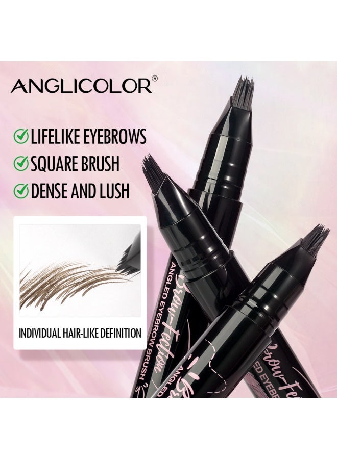 انجلي كولور قلم حواجب أنجليكولور النسائي، قلم حواجب دقيق النحت، قلم حواجب بزاوية مربعة، سهل الاستخدام، مقاوم للماء والتلطخ، شكل حواجب طبيعي وواقعي، يحدد كل شعرة على حدة (#01 بني) - Image 3