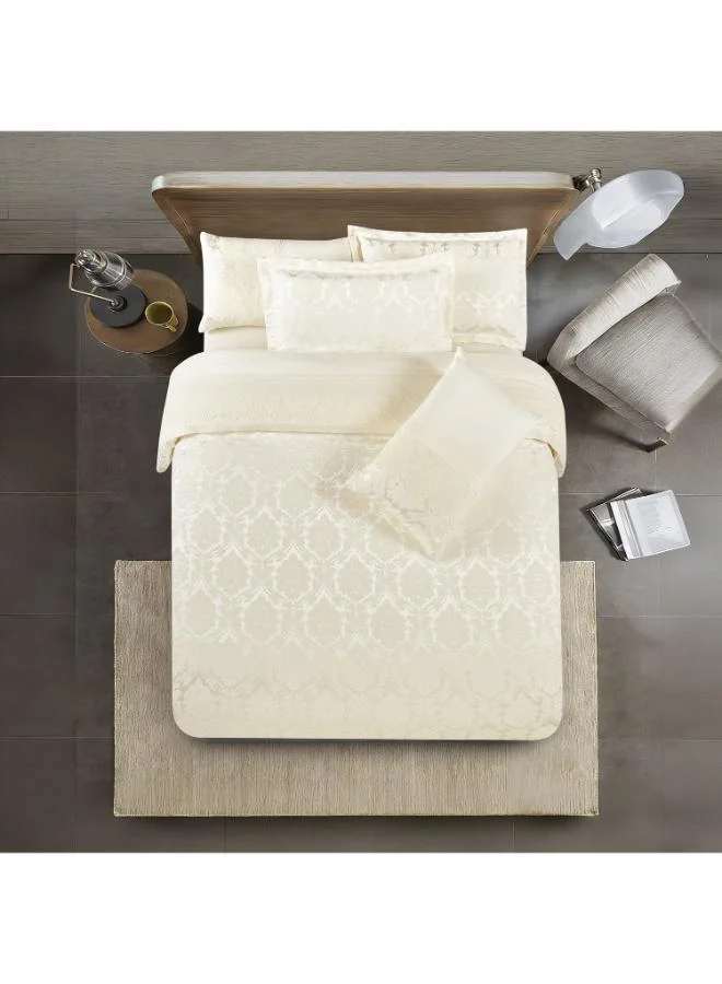 Unique Home Lifestyle Chenille Super King Floral Damask All Season 6 Piece Comforter Set - 260x240cms