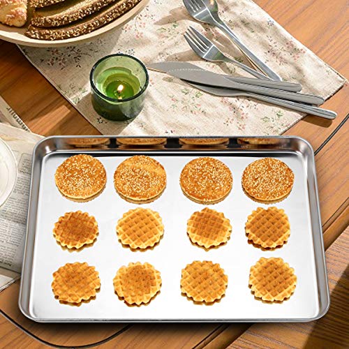 Bastwe Baking Sheet Set of 2, Stainless Steel 2-Piece Cookie Sheet, Toaster Oven Baking Pan Set, Rectangle Size 16 x 12 x 1 inch, Healthy & Non Toxic, Mirror Finish & Rust Free, Dishwasher Safe - Image 4