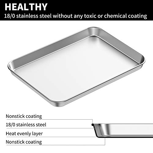 Bastwe Baking Sheet Set of 2, Stainless Steel 2-Piece Cookie Sheet, Toaster Oven Baking Pan Set, Rectangle Size 16 x 12 x 1 inch, Healthy & Non Toxic, Mirror Finish & Rust Free, Dishwasher Safe - Image 2