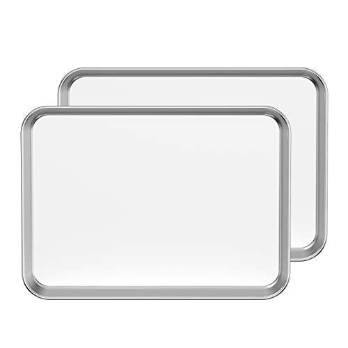 Bastwe Baking Sheet Set of 2, Stainless Steel 2-Piece Cookie Sheet, Toaster Oven Baking Pan Set, Rectangle Size 16 x 12 x 1 inch, Healthy & Non Toxic, Mirror Finish & Rust Free, Dishwasher Safe - Image 1