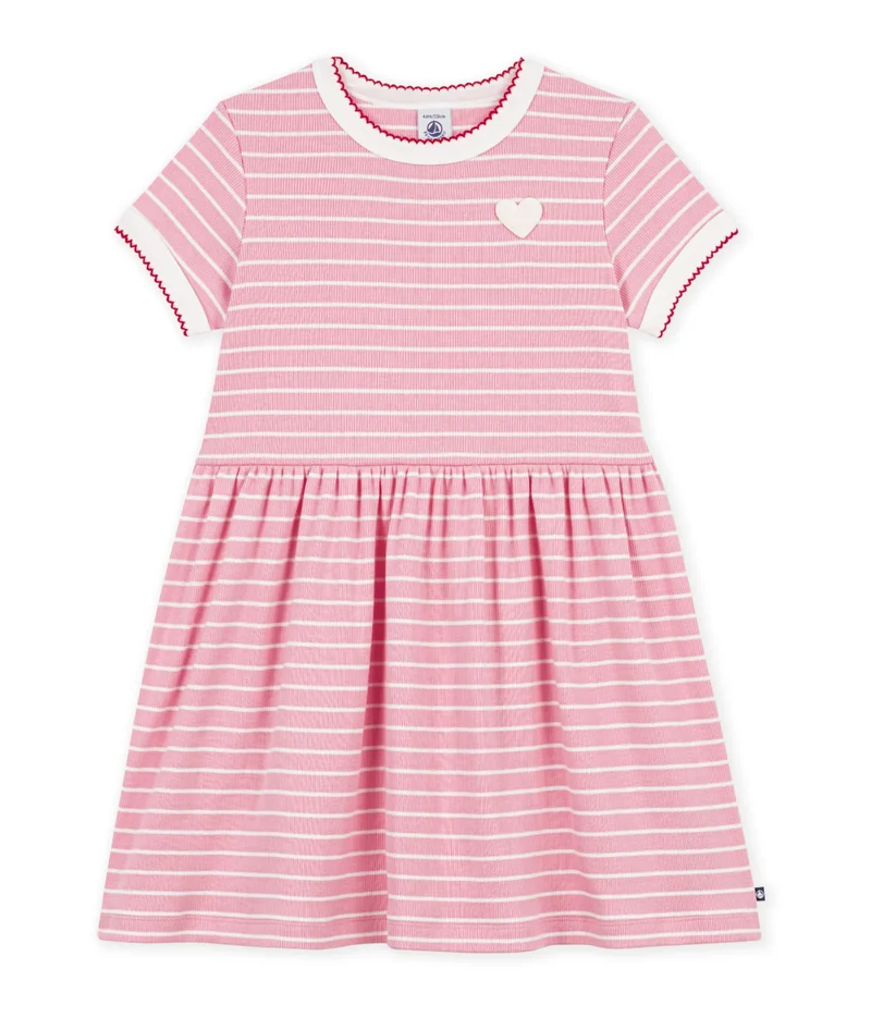 بيتي باتو Children's Short-Sleeved Stripy Cotton Dress