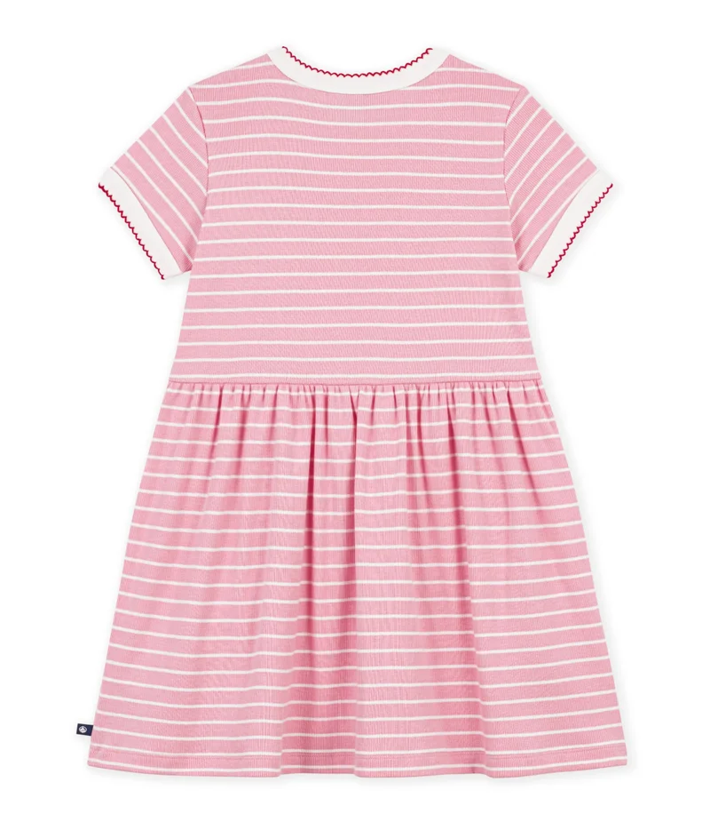 بيتي باتو Children's Short-Sleeved Stripy Cotton Dress