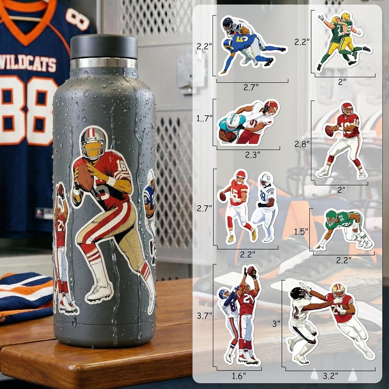 LINAYE 150 PCS Football Stickers Vinyl Waterproof Non-Repeating Adhesive Sport Stickers Decals Bulk for Water Bottles, Laptops Football Party Favors Goodie Bags Stuffers Gifts for Boys Teens Adults - Image 4