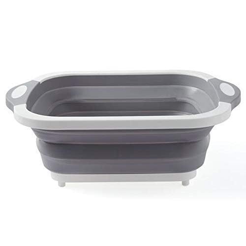 MS KITCHEN Collapsible Cutting Dish Tub Board4In1 Plastic MultiFunction Foldable Dish Tub Drainers Sink Storage Washing Draining BasketMultipurpose Cutting Chopping Board Fruit Vegetable Basket - Image 4