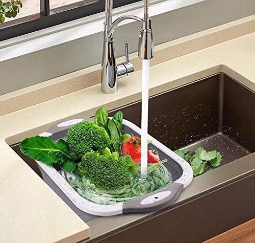 MS KITCHEN Collapsible Cutting Dish Tub Board4In1 Plastic MultiFunction Foldable Dish Tub Drainers Sink Storage Washing Draining BasketMultipurpose Cutting Chopping Board Fruit Vegetable Basket - Image 3