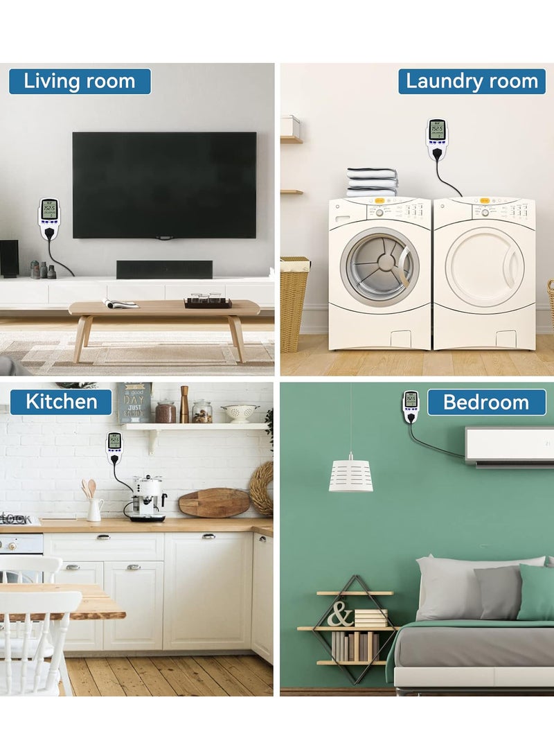 Electricity Usage Monitor with LCD Display and 7 Modes for Energy Saving White