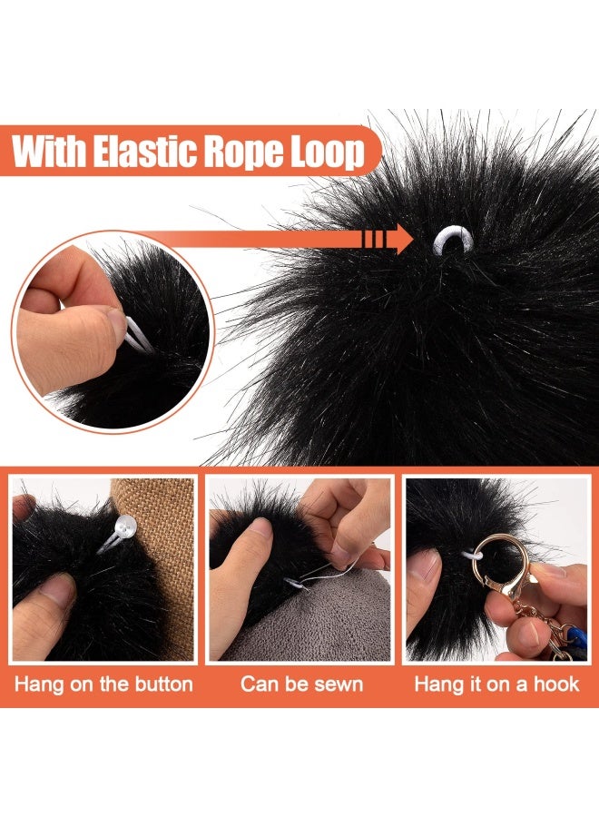 Generic 20Pieces 10Cm Diy Faux Fox Fur Fluffy Pompom Ball- Faux Fox Fur Pom Pom Balls With Elastic Loop Removable Knitting Hat Accessories For Hats Shoes Scarves Bags Keychains 10 Colour-Dark - Image 5