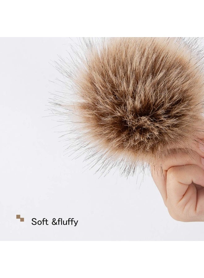 Generic 20Pieces 10Cm Diy Faux Fox Fur Fluffy Pompom Ball- Faux Fox Fur Pom Pom Balls With Elastic Loop Removable Knitting Hat Accessories For Hats Shoes Scarves Bags Keychains 10 Colour-Dark - Image 3
