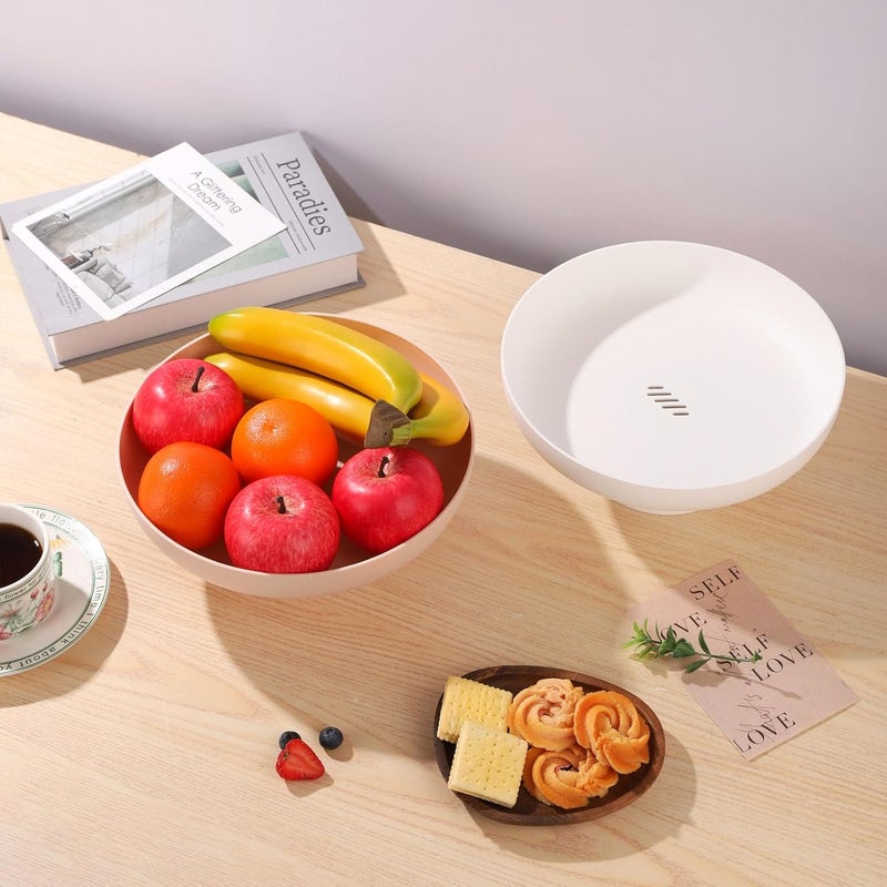 IBWell 102 inch Fruit Holder for Kitchen Countertop Plastic Fruit Basket for Counter White Fruit Bowl for Home Decor Modern Centerpiece Bowl for Dining Table - Image 5