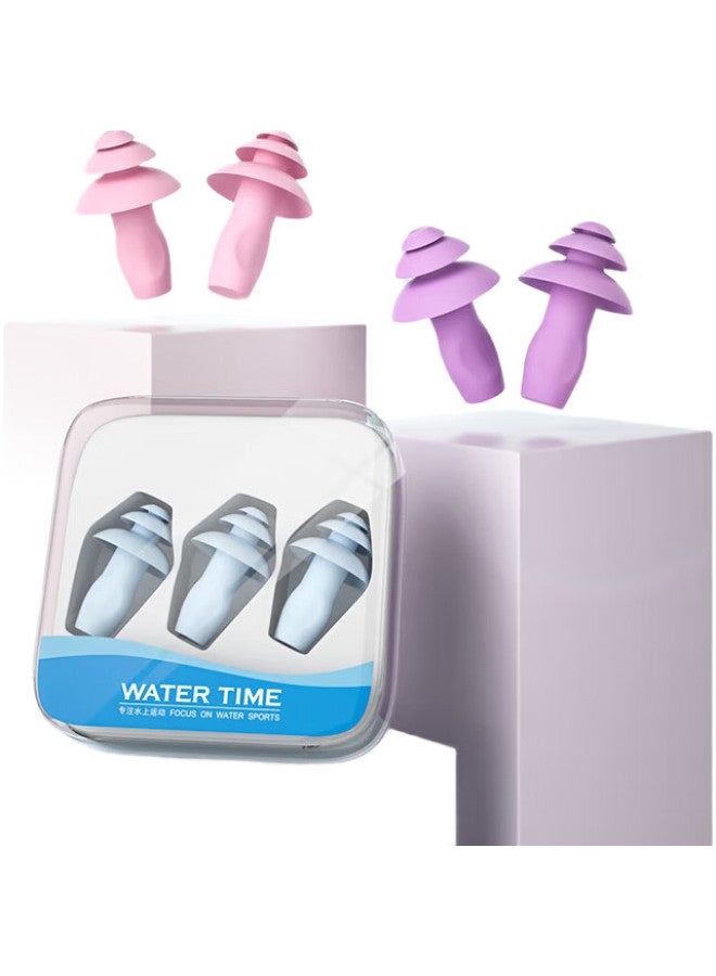 WATERTIME Swimming Waterproof Earplugs With Nose Clip, Anti-Water, Soundproof, Noise-Reducing Earplugs For Children And Adults, Transparent Color - Image 1
