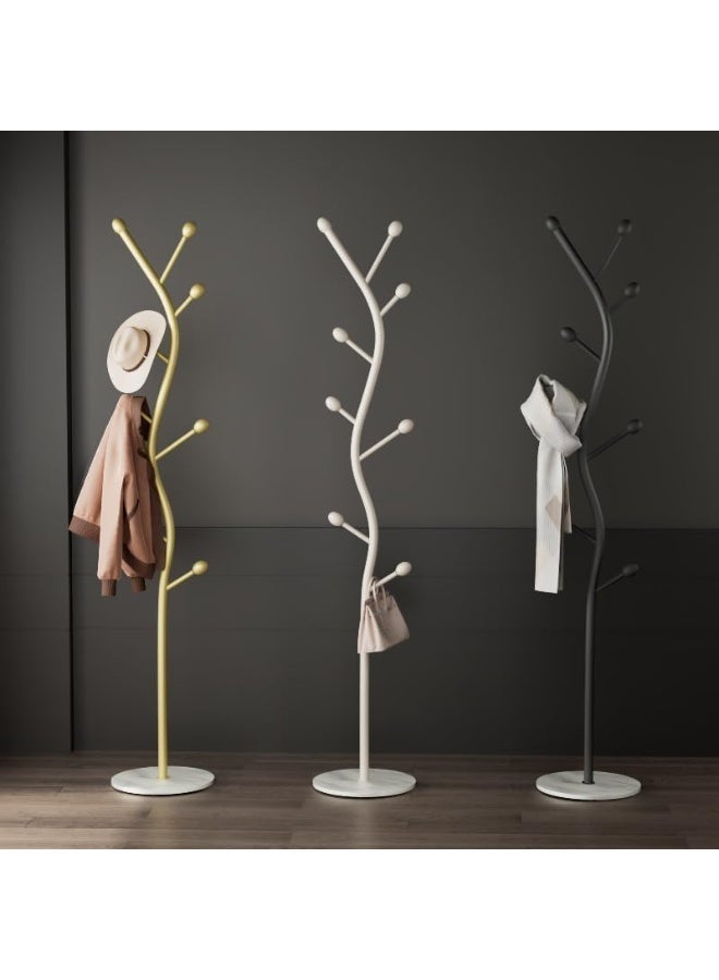 Freestanding clothes rack, metal base coat rack, metal clothes hanger organizer, 9 hooks for jackets, hats and scarves, storage furniture for entryway, bedroom and office (GOLD) - Image 2