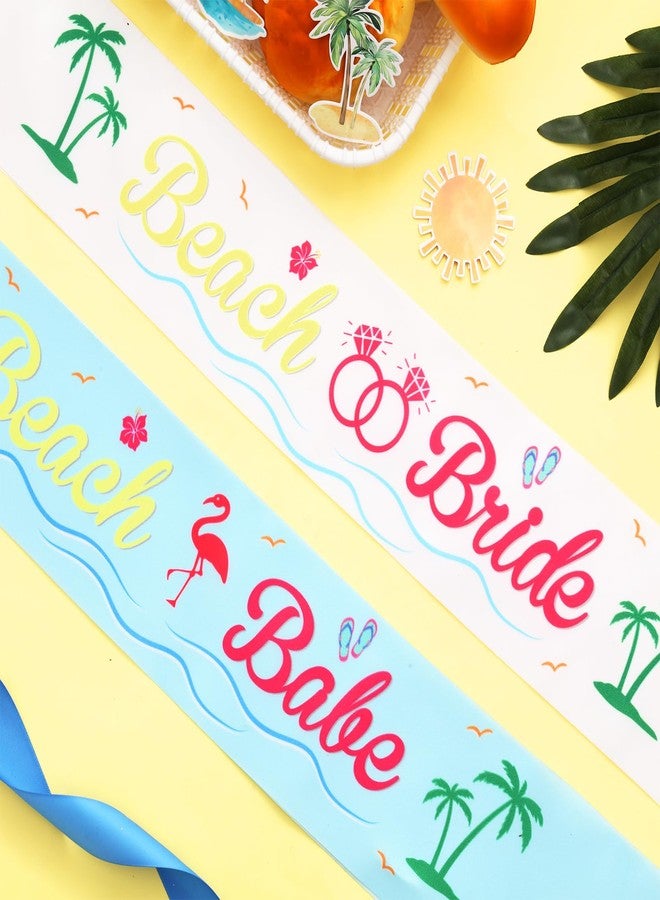Serencatcher 7Pcs Beach Bachelorette Sash, Beach Bride Sash for Beach Bachelorette Party Favors Tropical Beach Theme Party Decorations Beach Babe Sash Luau Hawaiian Flamingo Party Supplies - Image 3