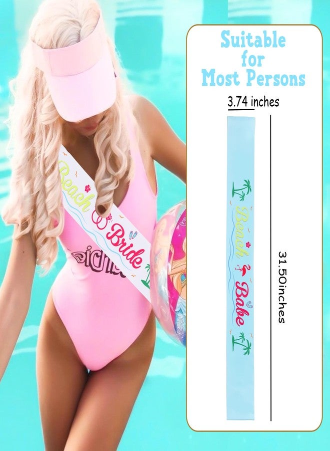 Serencatcher 7Pcs Beach Bachelorette Sash, Beach Bride Sash for Beach Bachelorette Party Favors Tropical Beach Theme Party Decorations Beach Babe Sash Luau Hawaiian Flamingo Party Supplies - Image 5