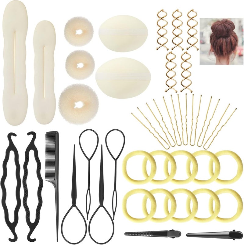 Lictin 70PCS Hair Styling Set Hair Bun Maker Hair Design Styling Tools DIY Hair Accessories Hair Modelling Tool Kit Magic Simple Fast Spiral Hair Braid Hair accessories for girls