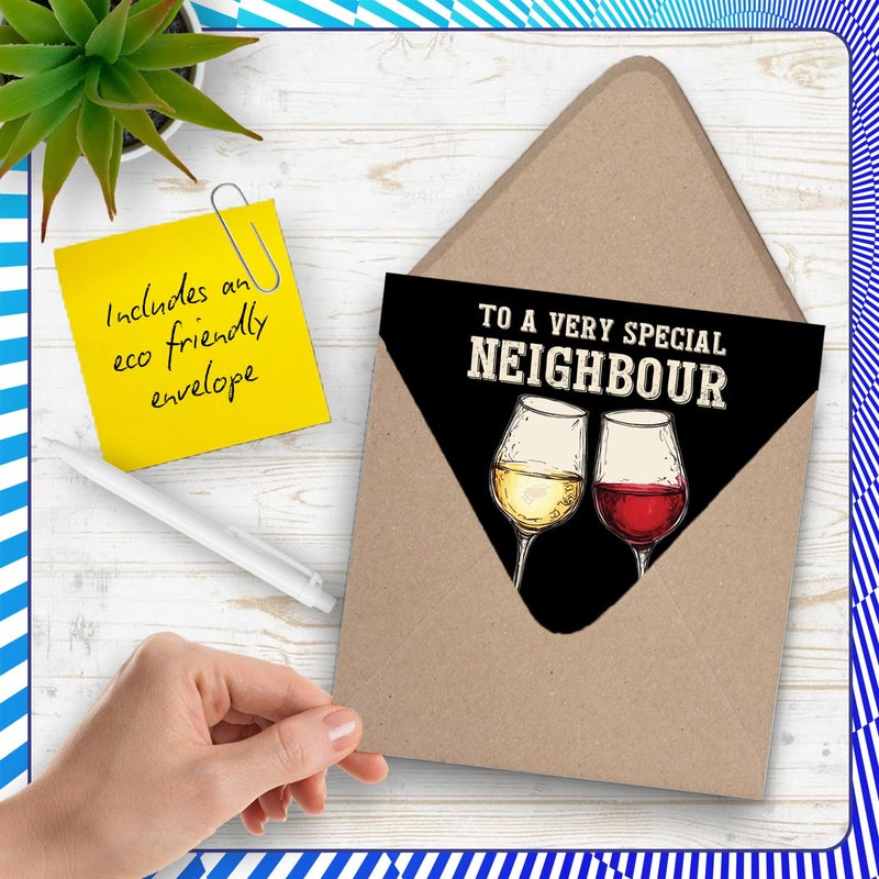 Stuff4 Neighbor Birthday Card - Bday Wine - Happy Birthday Card for Neighbor from Friend Family  5.7 Inch Wine Greeting Cards - Image 5