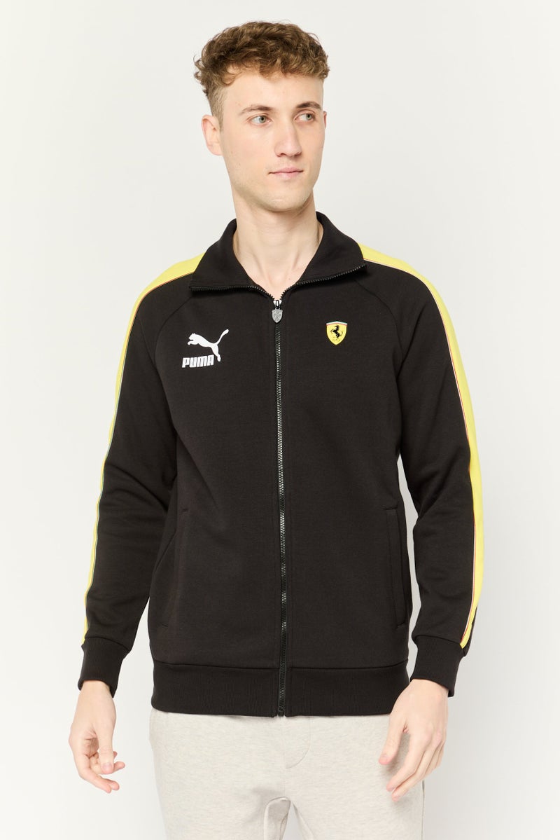 PUMA جاكيت تدريب رياضي للرجال بأكمام طويلة، أيقوني T7، أسود - Image 1